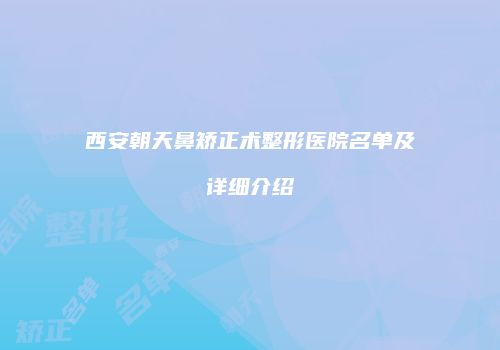 西安朝天鼻矫正术整形医院名单及详细介绍