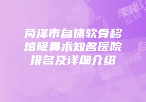 菏泽市自体软骨移植隆鼻术知名医院排名及详细介绍