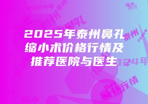 2025年泰州鼻孔缩小术价格行情及推荐医院与医生