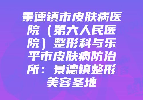 景德镇市皮肤病医院（第六人民医院）整形科与乐平市皮肤病防治所：景德镇整形美容圣地