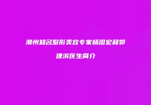 潮州知名整形美容专家杨国宏和郭建滨医生简介
