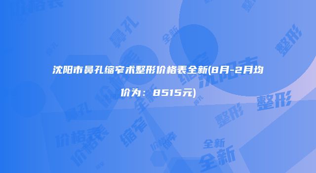 沈阳市鼻孔缩窄术整形价格表全新(8月-2月均价为：8515元)