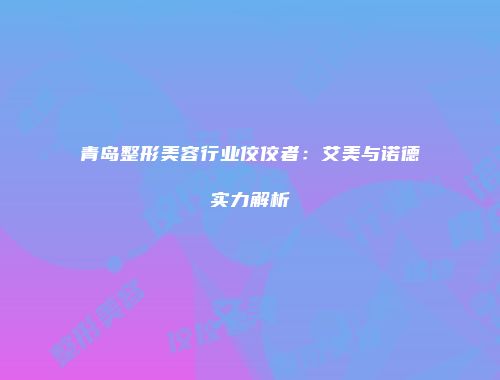 青岛整形美容行业佼佼者：艾美与诺德实力解析