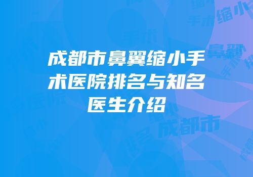 成都市鼻翼缩小手术医院排名与知名医生介绍
