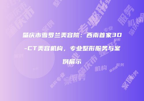 肇庆市雪罗兰美容院：西南首家3D-CT美容机构，专业整形服务与案例展示