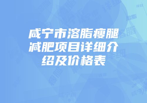 咸宁市溶脂瘦腿减肥项目详细介绍及价格表