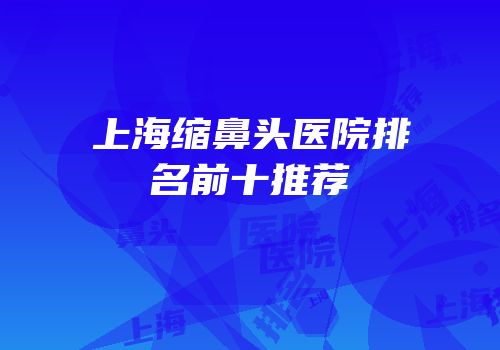 上海缩鼻头医院排名前十推荐