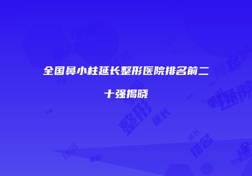 全国鼻小柱延长整形医院排名前二十强揭晓
