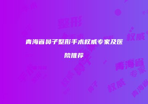 青海省鼻子整形手术权威专家及医院推荐