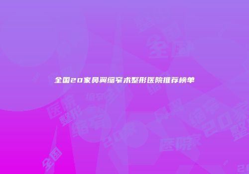 全国20家鼻翼缩窄术整形医院推荐榜单