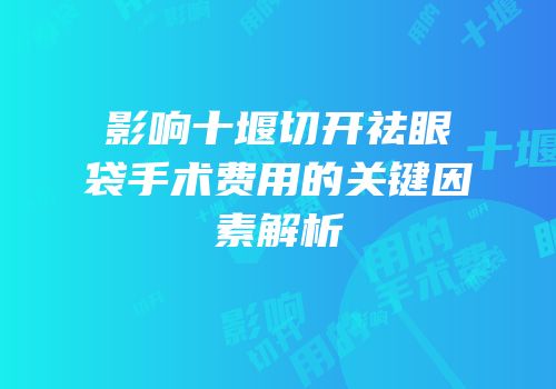 影响十堰切开祛眼袋手术费用的关键因素解析