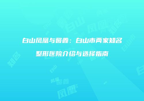 白山凤凰与馨鑫：白山市两家知名整形医院介绍与选择指南