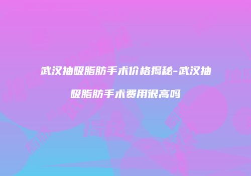 武汉抽吸脂肪手术价格揭秘-武汉抽吸脂肪手术费用很高吗
