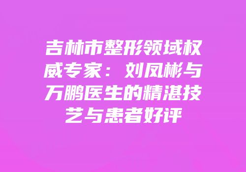 吉林市整形领域权威专家：刘凤彬与万鹏医生的精湛技艺与患者好评