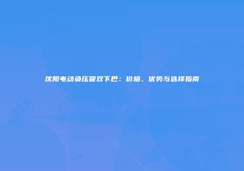沈阳电动负压吸双下巴：价格、优势与选择指南