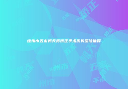 徐州市五家朝天鼻矫正手术优势医院推荐