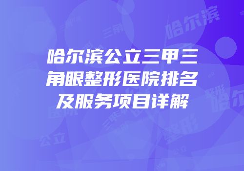 哈尔滨公立三甲三角眼整形医院排名及服务项目详解