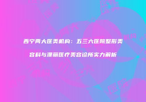 西宁两大医美机构：五三六医院整形美容科与澳丽医疗美容诊所实力解析