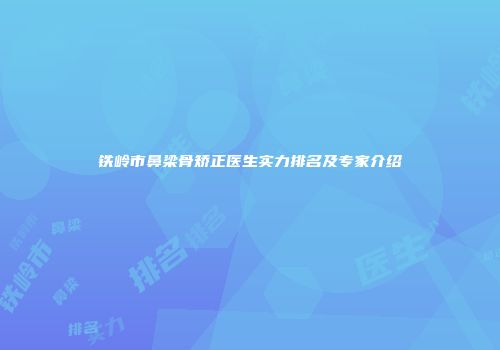 铁岭市鼻梁骨矫正医生实力排名及专家介绍