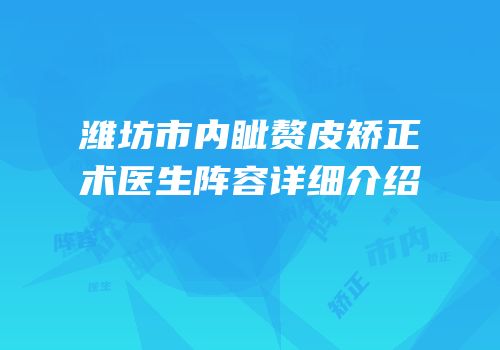 潍坊市内眦赘皮矫正术医生阵容详细介绍