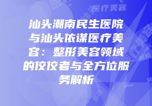 汕头潮南民生医院与汕头依谋医疗美容：整形美容领域的佼佼者与全方位服务解析
