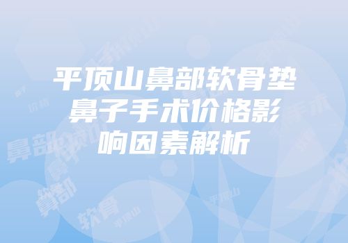 平顶山鼻部软骨垫鼻子手术价格影响因素解析