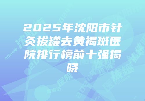 2025年沈阳市针灸拔罐去黄褐斑医院排行榜前十强揭晓