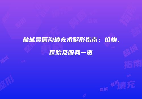 盐城鼻唇沟填充术整形指南：价格、医院及服务一览