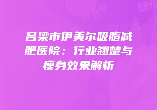 吕梁市伊美尔吸脂减肥医院：行业翘楚与瘦身效果解析