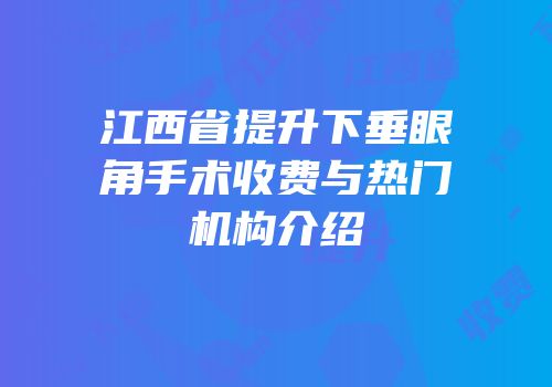 江西省提升下垂眼角手术收费与热门机构介绍