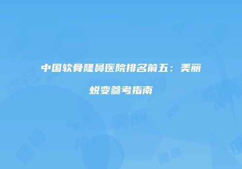 中国软骨隆鼻医院排名前五：美丽蜕变参考指南