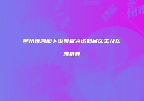 柳州市胸部下垂修复领域知名医生及医院推荐