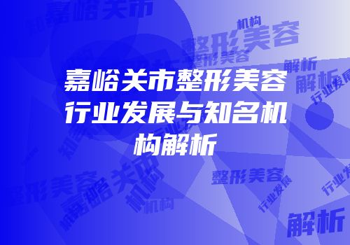 嘉峪关市整形美容行业发展与知名机构解析