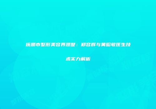抚顺市整形美容界翘楚：郑容辉与黄昭敏医生技术实力解析