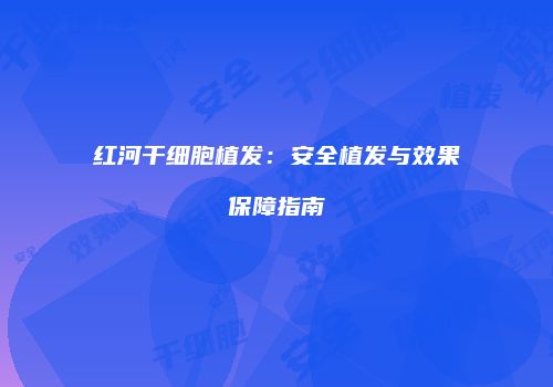 红河干细胞植发：安全植发与效果保障指南