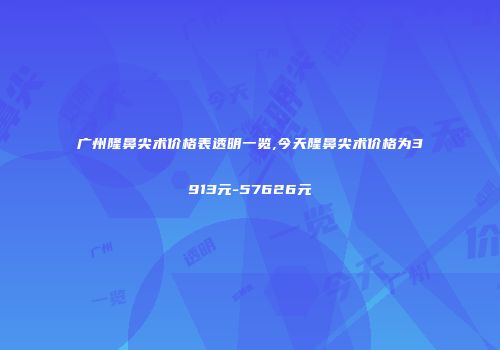 广州隆鼻尖术价格表透明一览,今天隆鼻尖术价格为3913元-57626元