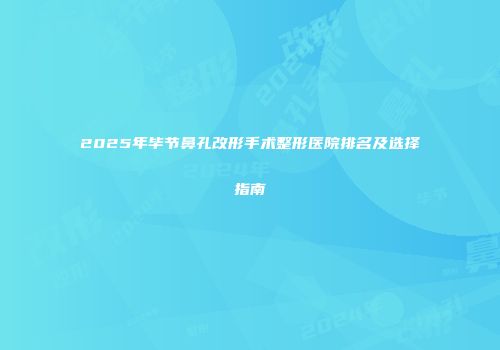 2025年毕节鼻孔改形手术整形医院排名及选择指南