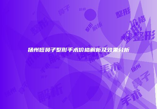 扬州短鼻子整形手术价格解析及效果分析
