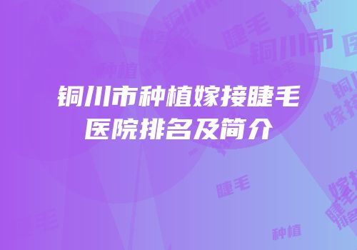 铜川市种植嫁接睫毛医院排名及简介