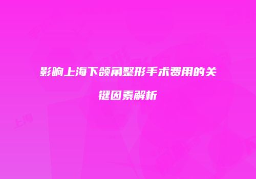影响上海下颌角整形手术费用的关键因素解析