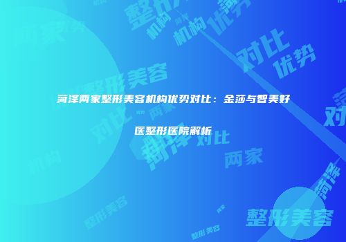 菏泽两家整形美容机构优势对比：金莎与智美好医整形医院解析