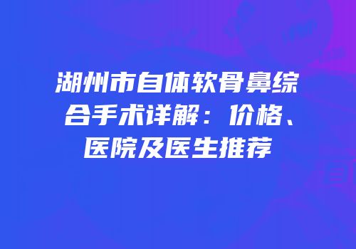 湖州市自体软骨鼻综合手术详解：价格、医院及医生推荐