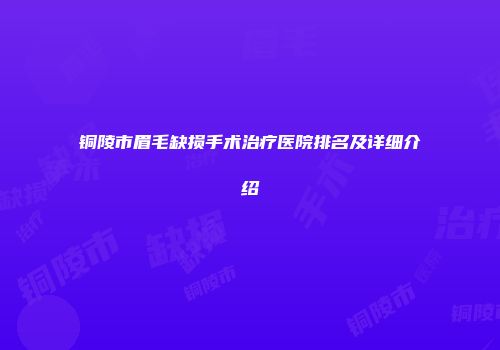 铜陵市眉毛缺损手术治疗医院排名及详细介绍