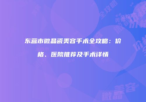 东营市微晶瓷美容手术全攻略：价格、医院推荐及手术详情