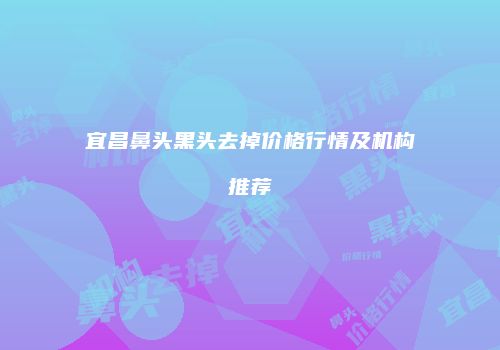 宜昌鼻头黑头去掉价格行情及机构推荐