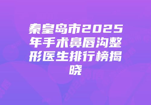 秦皇岛市2025年手术鼻唇沟整形医生排行榜揭晓