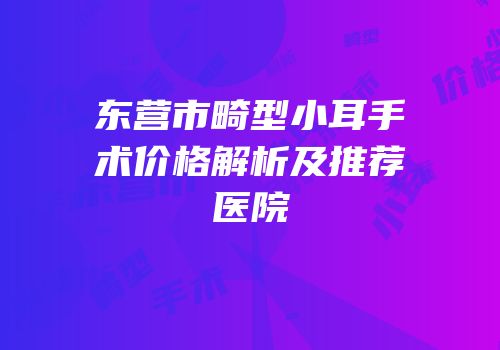 东营市畸型小耳手术价格解析及推荐医院