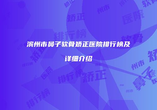 滨州市鼻子软骨矫正医院排行榜及详细介绍