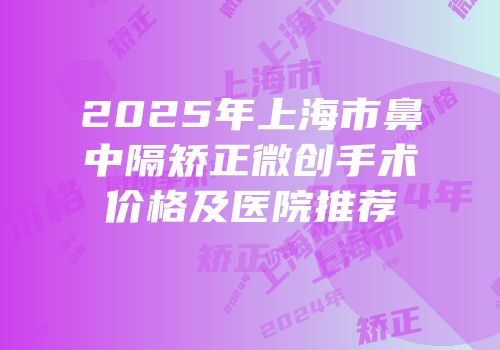 2025年上海市鼻中隔矫正微创手术价格及医院推荐