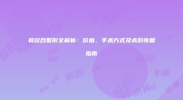 鼻综合整形全解析：价格、手术方式及术后恢复指南